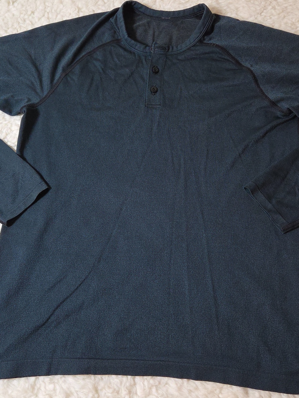 Lululemon Metal Vent Tech Long Sleeve Henley Sz M Black/ Mariner - Picture 5 of 11